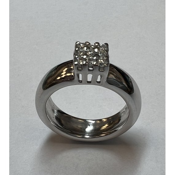 14 kt. Hvidguldsring m. brill.