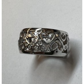 14 kt. Hvidguldsring m. brill.